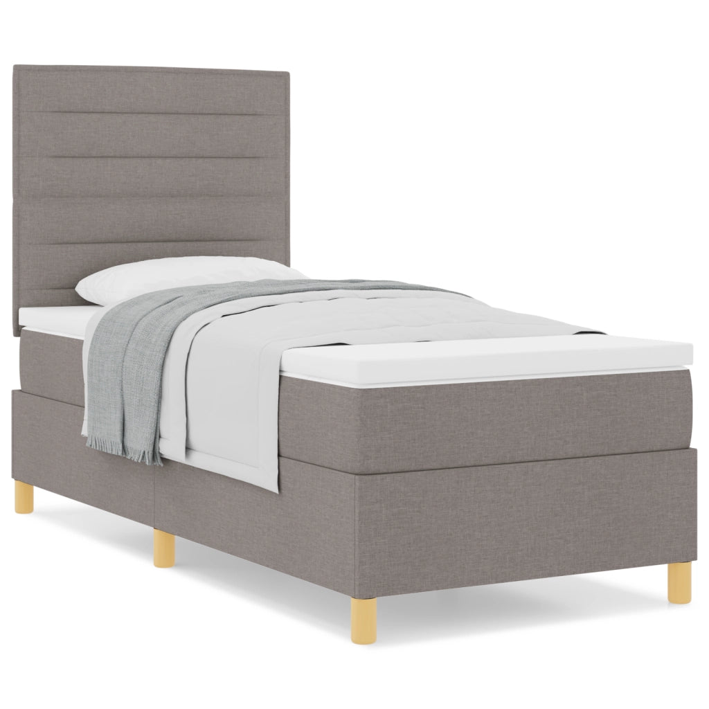 Letto con Box Spring e Materasso Tortora 90x200 cm Tessuto