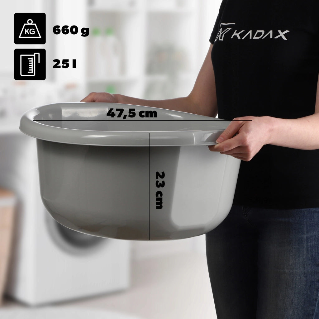 Bacinella per bucato KADAX, grande contenitore rotondo in plastica da 25 litri