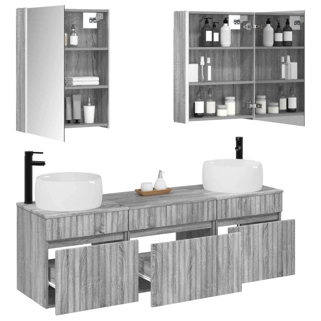 Set di Armadi da Bagno 5 pcs Sonoma grigio 53 x 15,5 x 70 cm 3406652