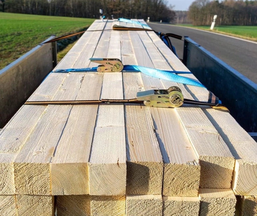 Set 2 Cinghie Ancoraggio a Cricchetto Cinghia Tensione 25mm x 5m 250kg 121004