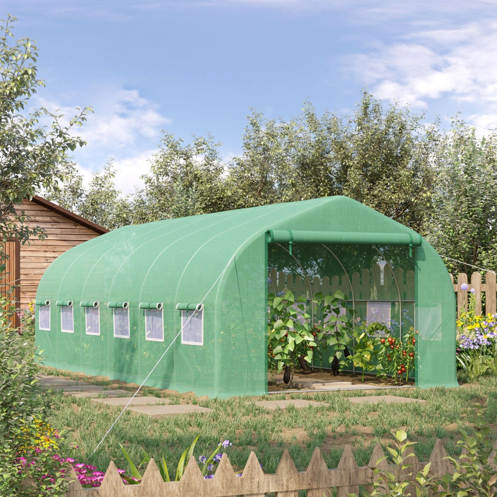 Serra da Giardino Tunnel Grande 6x3x2 m ¨C zephmum ¨C Verde con 12 Finestre e Porta a Zip