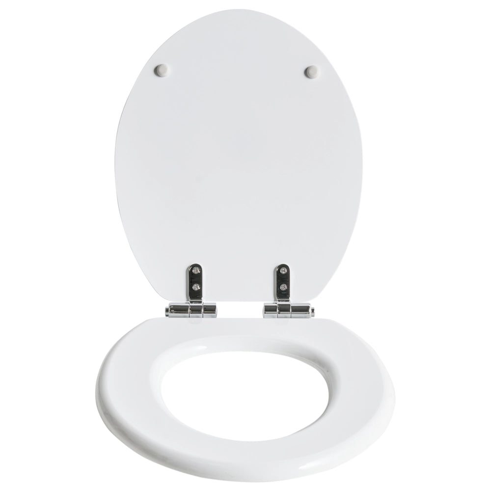 Sedile WC Soft Close MDF bianco lucido 46 x 38 cm Sistema di sgancio rapido Stile tradizionale WC bagno