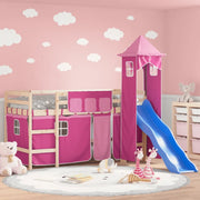 Letto a Soppalco con Torre Bambini Rosa 90x200cm Massello Pinocod mxl 85317