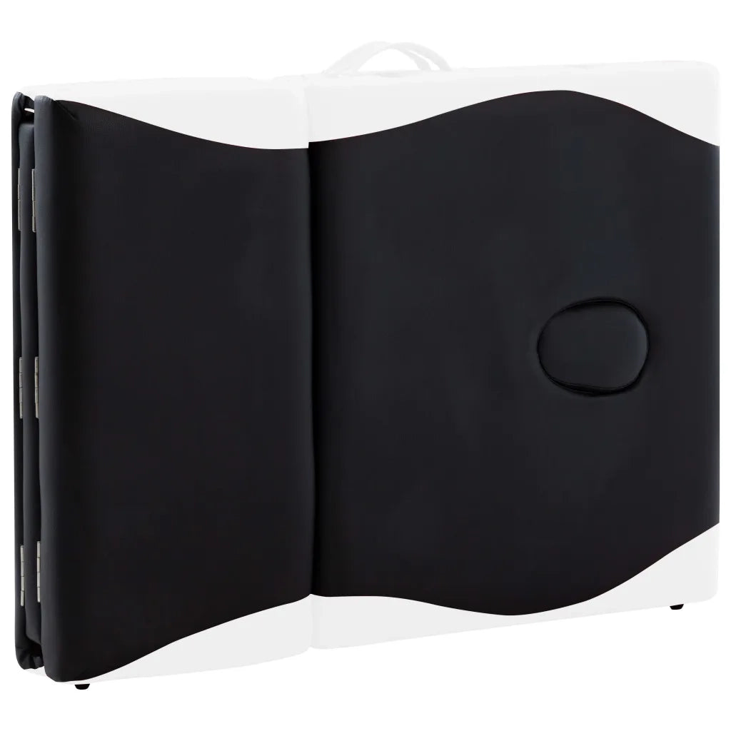 Lettino Massaggio Pieghevole 4 Zone in Alluminio Nero e Bianco 110244