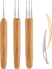 Strumento per acconciature a dreadlocks, 3 aghi e 2 blocchi capelli, haken per capelli afro, trecce (0,75 mm)