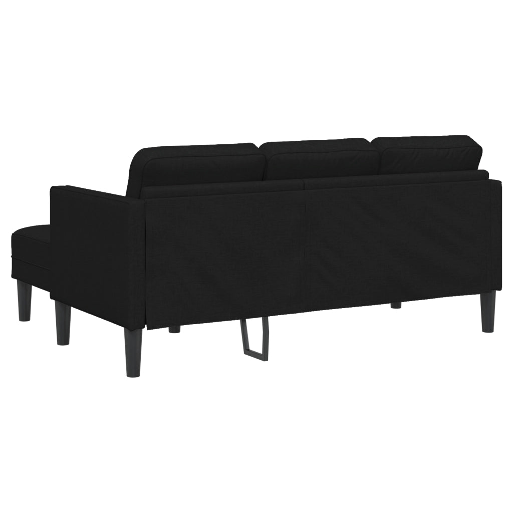 Divano L-Shaped a 3 Posti Nero 160 cm Tessuto