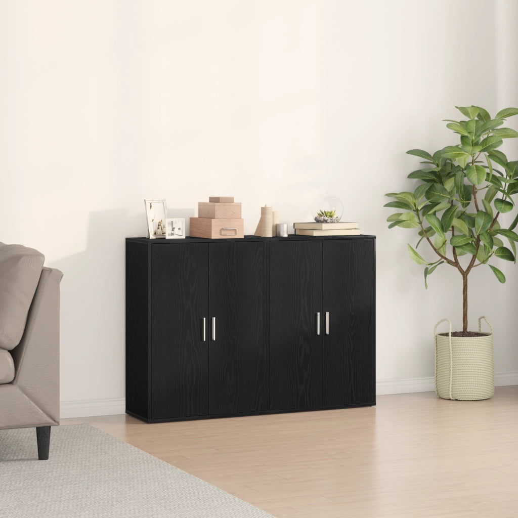 Credenze 2 pcs Nero Rovere 60x31x84 cm Legno Ingegnerizzato