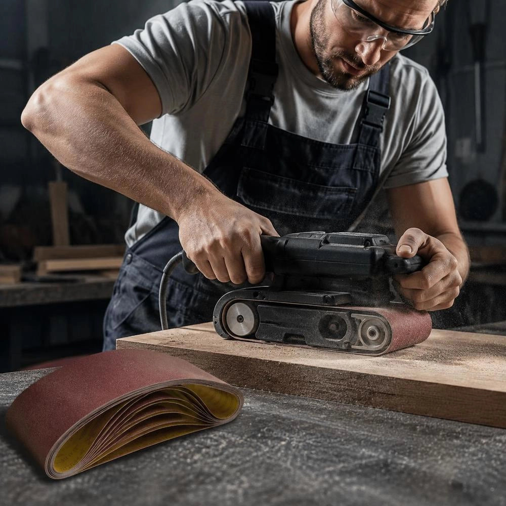 Sanding Belts, 152 X 1219 Mm, Sandpaper For Belt Sanders, 10 Pieces, 80 Grit, Fabric Sanding Belt Made Of Aluminum Oxide For Woodworking, Steel, Aluminum, Non-ferrous Metals