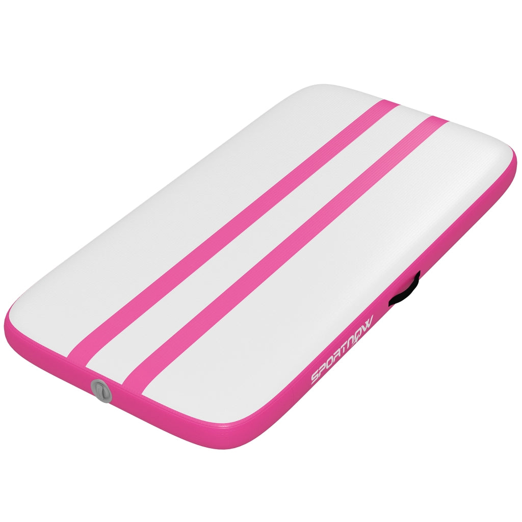 Tappetino Gonfiabile Ginnastica 205x102x10 cm con Pompa Elettrica e Borsa Trasporto in PVC Rosa