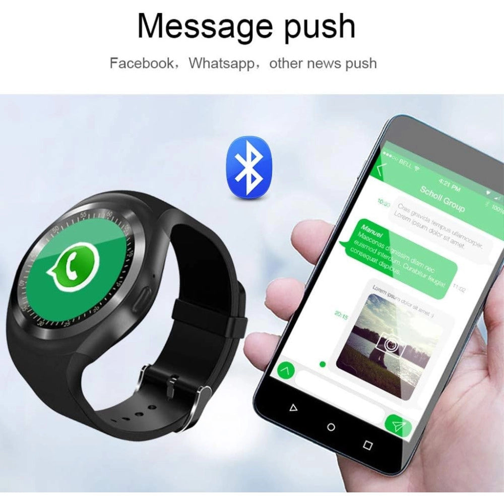 Trade Shop - Smart Watch Y1 1,2 Pollici Bluetooth Android Ios Con Slot Sim Card E Micro Sd -