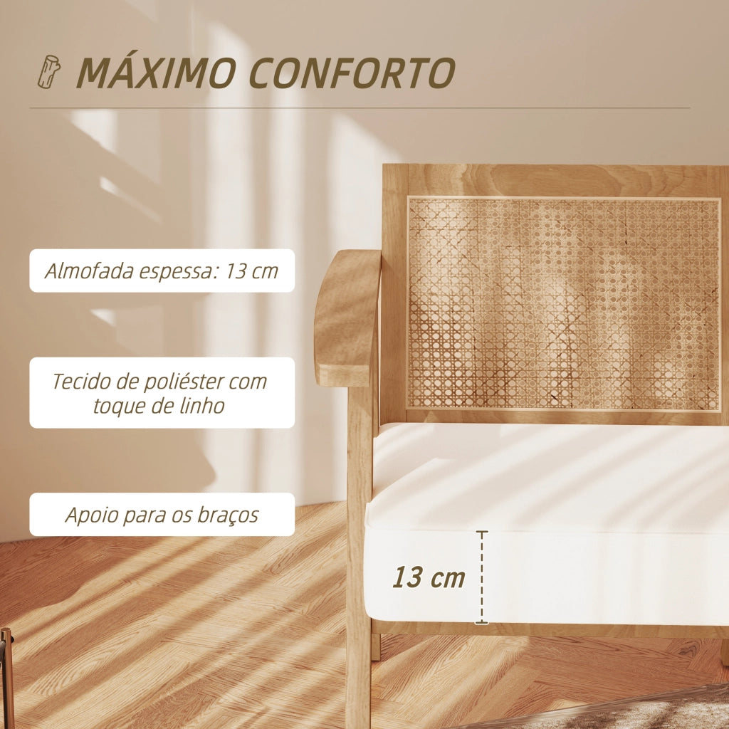 Poltrona relax in rattan con braccioli ¨C zephmum ¨C Naturale e Beige 120 kg