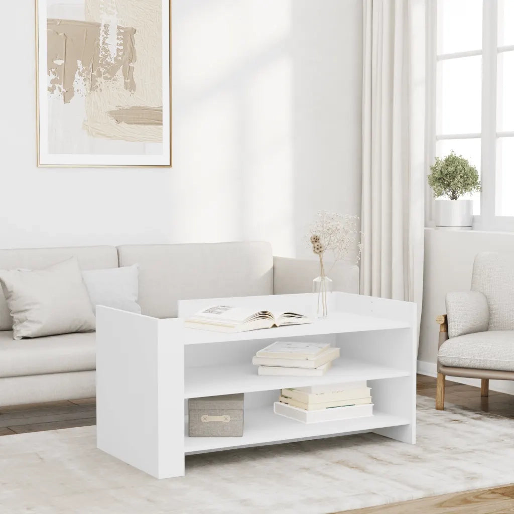 Tavolino da Salotto-Tavolino da soggiorno-Tavolo Bianco 100x50x50 cm in Legno Multistrato 616415