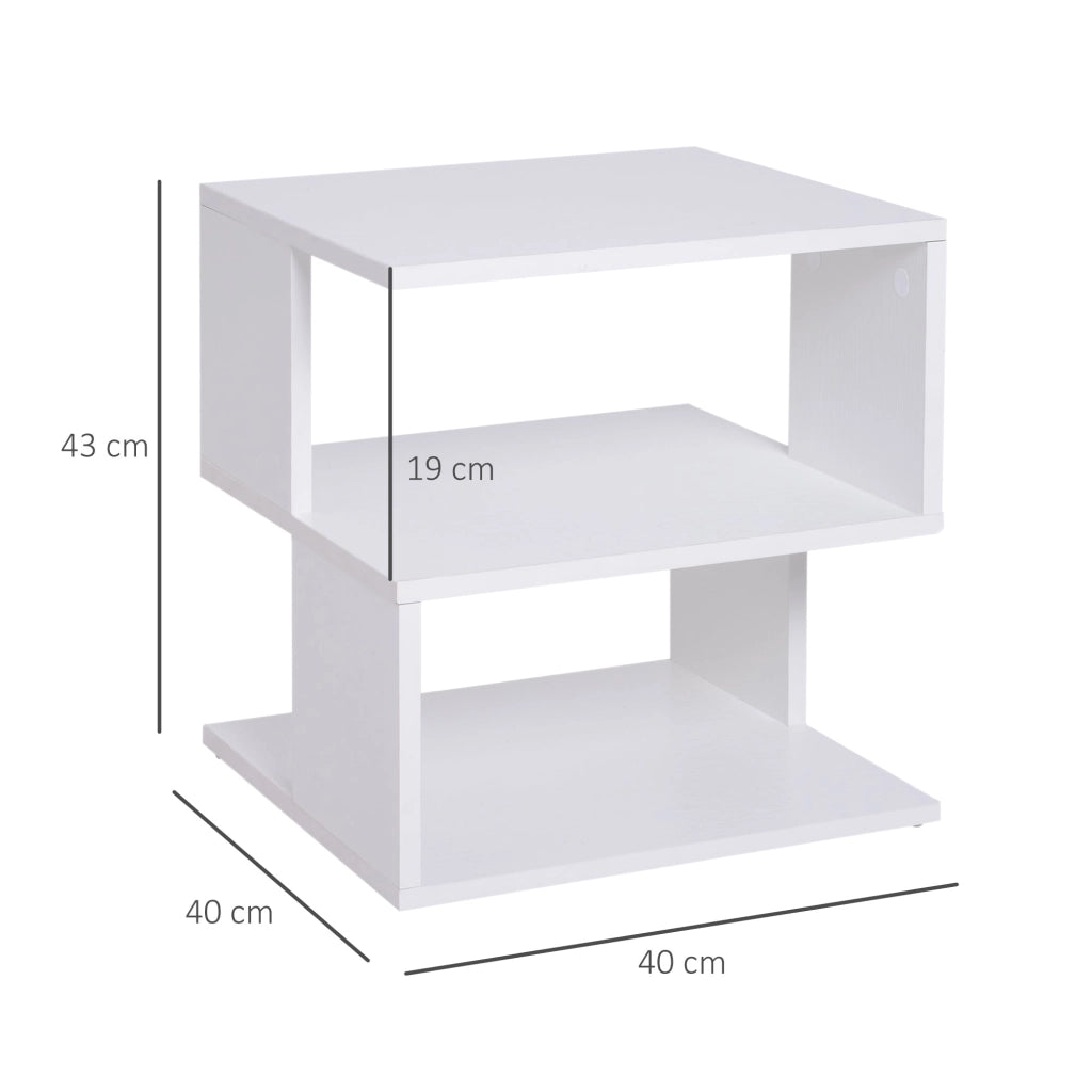Tavolino da Caffè 2 Ripiani Design Moderno Legno Bianco 40x40x43 cm