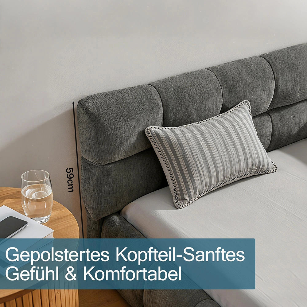 Letto 160x200cm?- Xylo - chenille quadretti grigio