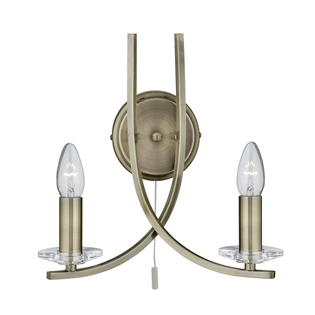 Applique Industrial-Nordico Ascona Acciaio Ottone Vetro 2 Luci E14