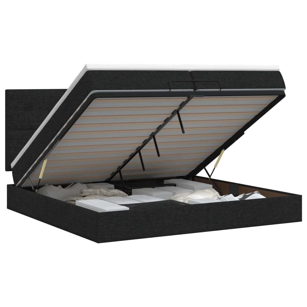 Letto ottomano con materasso Nero 200 x 200 cm Tessuto 3457517
