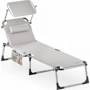 ® Lettino Prendisole Pieghevole Malta 210x61cm con Tettuccio Carico Max. 180kg Sdraio da Giardino Mobili Esterno