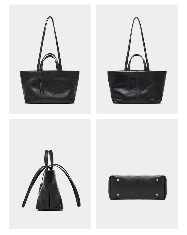 Borsa a tracolla da donna in vera pelle nera