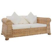 Divano a 2 Posti con Cuscini in Rattan Naturale cod mxl 9992