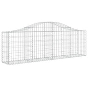 Cestini gabbioni recinzione a gabbia muro di contenimento ad arco 3 pezzi 200 x 30 x 60/80 cm ferro zincato argento 02_0040740