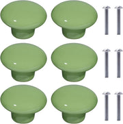 Pomelli ceramici a forma rotonda - 6 pezzi - verde - adatti per camera da bambini e cucina