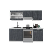 Cucina componibile R-Line Calce nera/Bianco 200 cm senza piano di lavoro Vicco