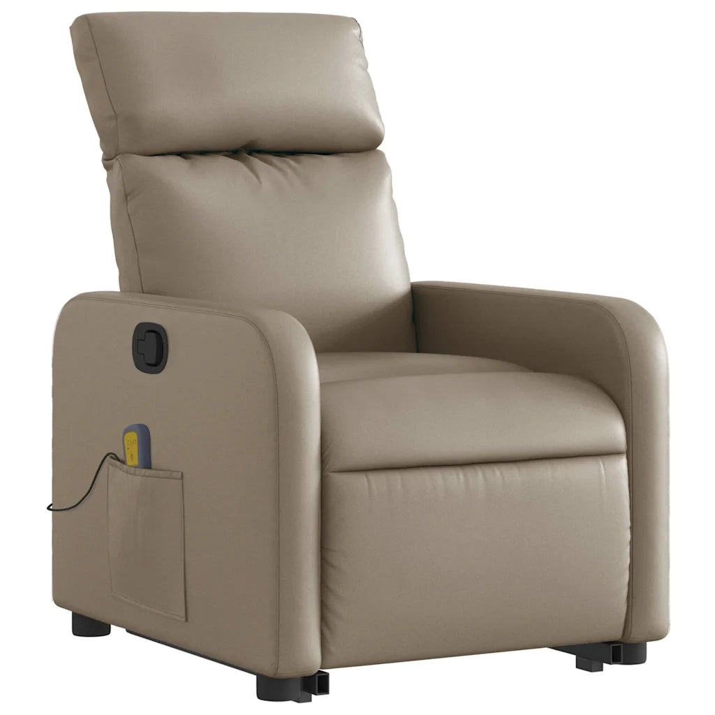 Poltrona Alzapersone Massaggi Reclinabile Cappuccino Similpelle 3206762