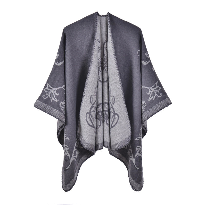 Nuovo scialle diviso in jacquard di cashmere da donna, caldo e spesso.