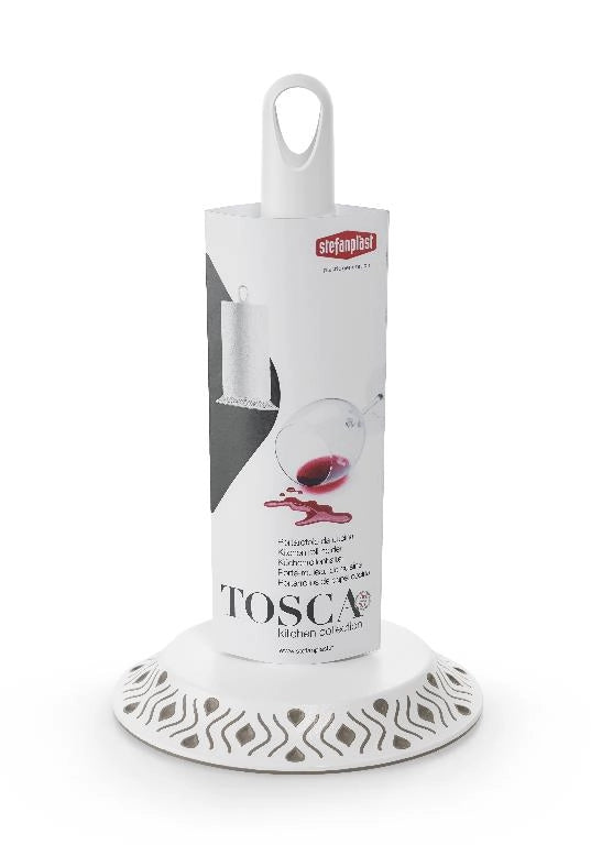 Portarotolo Portascottex da tavola Tosca bianco e tortora 17 x 30 cm
