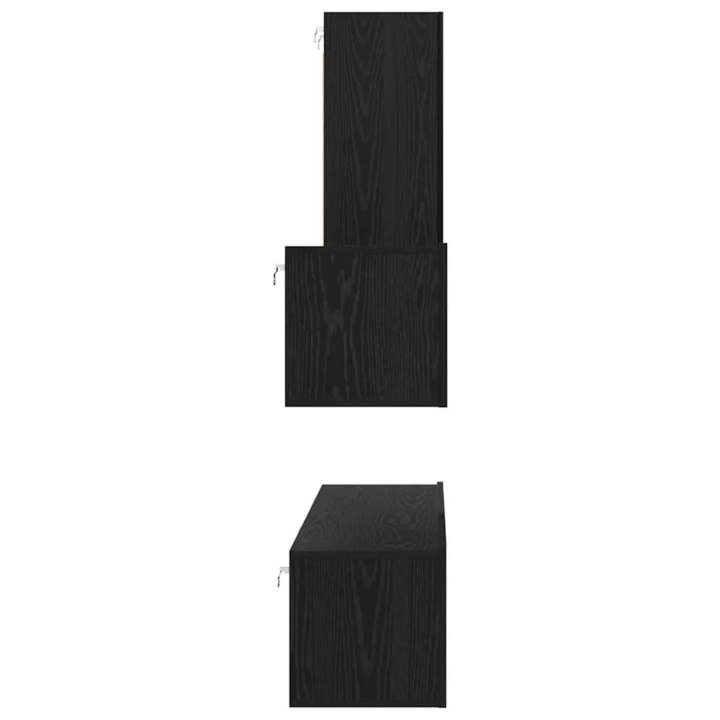 Mobile TV da Parete 4 pcs Rovere Nero Legno multistrato 3393466