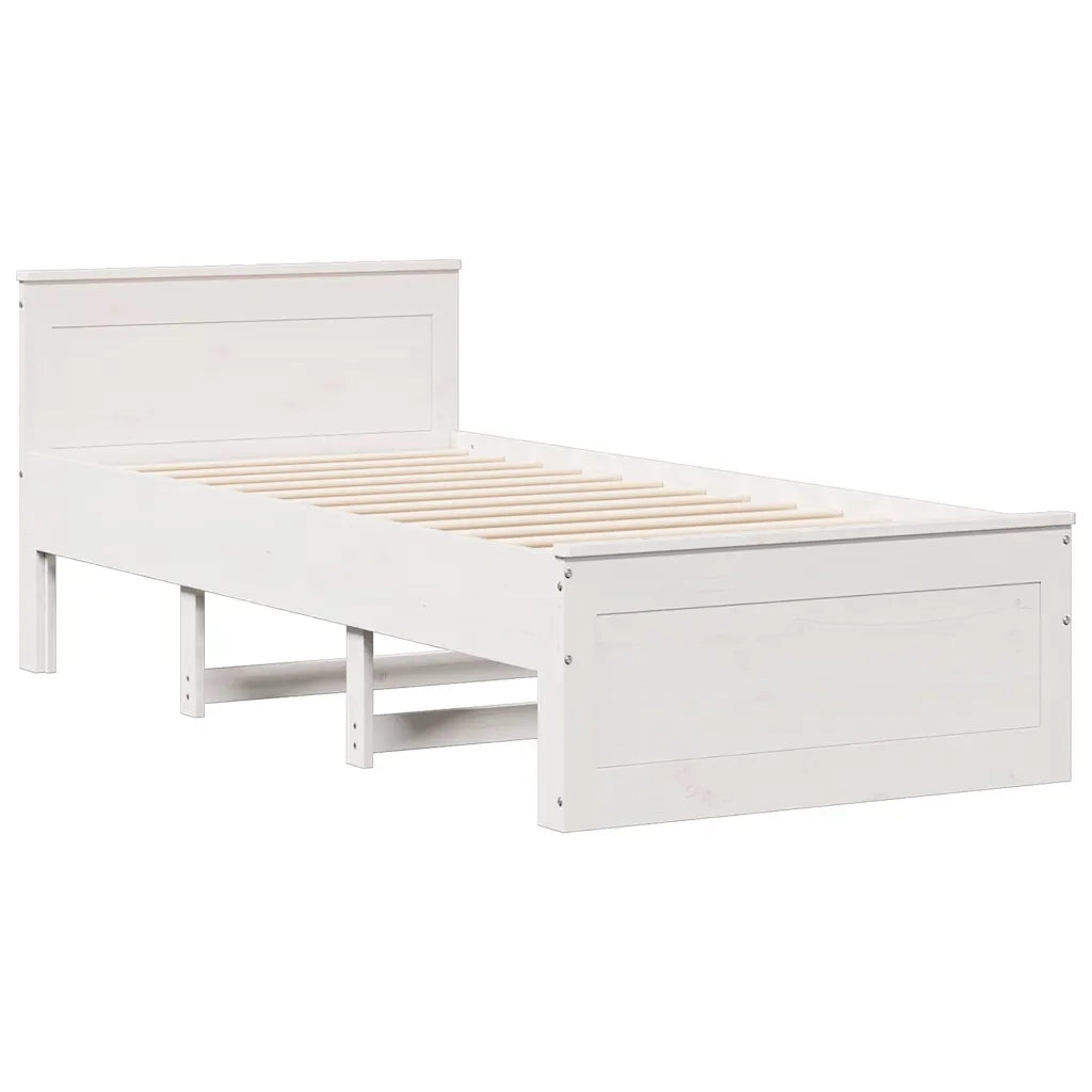 Letto Libreria senza Materasso Bianco 90x190 cm Massello Pino 3308943