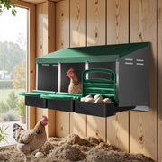 Fudajo Nido triplo per galline ovaiole con vassoio di raccolta 81 x 52 x 48 cm, 3 nidi per uova di gallina, con fori di ventilazione, in plastica, montaggio a parete