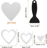 Set di 24 adesivi antiscivolo per vasca e pavimento - 10 cm di lunghezza - Forma a cuore - Nastro antiscivolo - Incluso raschietto - Adatto per bagno, cucina e scale - Bianco.