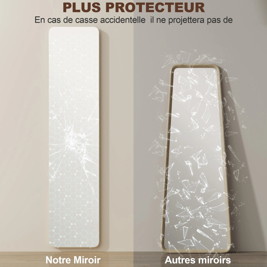 Specchio a Piede e Muro Rettangolare ¨C zephmum ¨C 37x43x156 cm Legno Naturale
