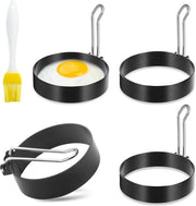 Sfere di acciaio inossidabile 4 pezzi - sfere rotonde - rivestimento antiaderente - maniglie pieghevoli - pennello per olio - forma padella - uova al tegamino.