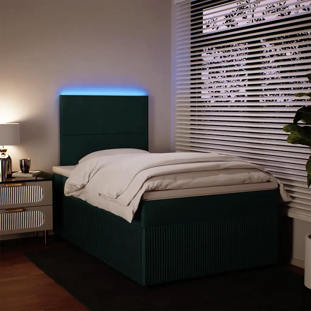 Giroletto a Molle con Materasso Verde Scuro 120x200 cm Velluto