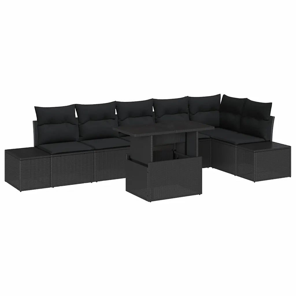 Set Divano da Giardino con cuscino con archiviazione 7 pcs Nero 3349199
