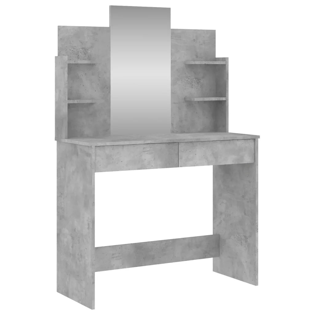 Toeletta con Specchio-Tavolo da Vanit¨¤ Grigio Cemento 96x39x142 cm