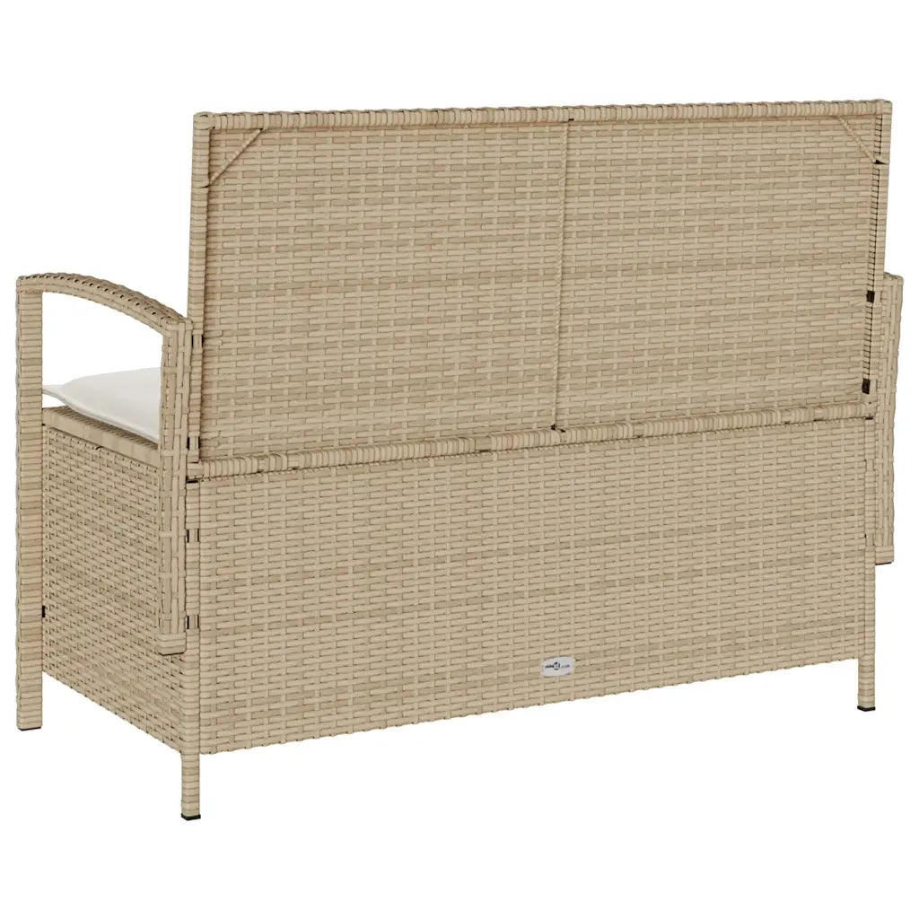 Panca Portaoggetti da Giardino con Cuscino-Sgabello-Panca con Contenitore Beige in Polyrattan 312611