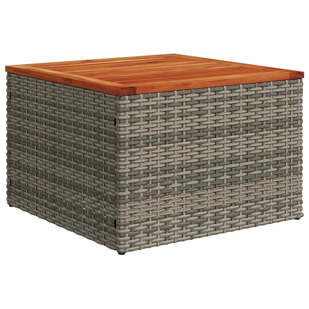Tavolo da Giardino | Tavolino da esterno Grigio 55x55x37 cm Polyrattan e Legno Acacia