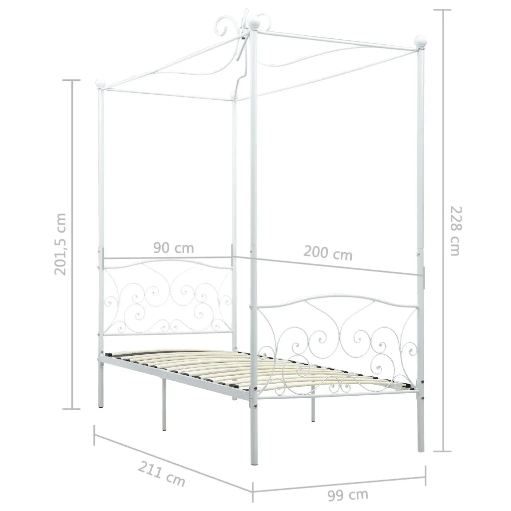 Letto a Baldacchino Bianco in Metallo 90x200 cm cod mxl 61411