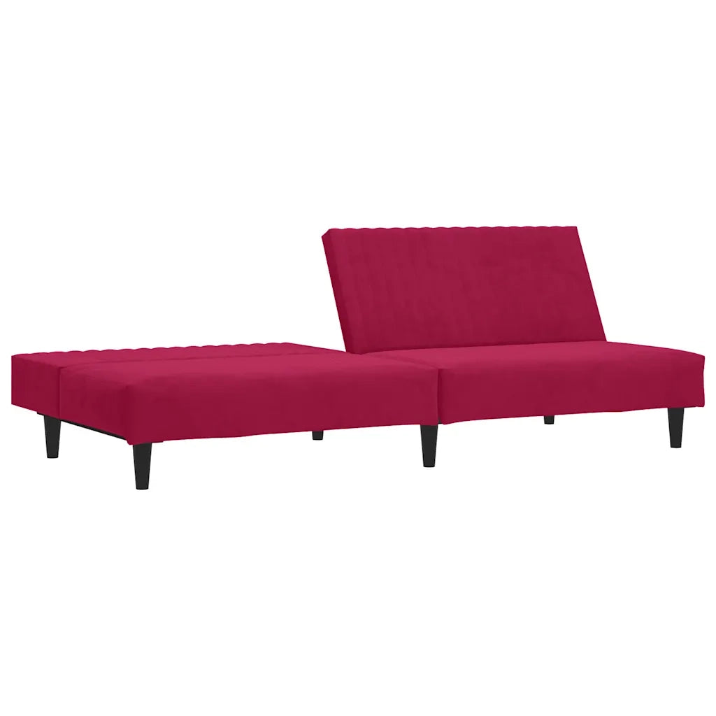 Divano Letto a 2 Posti Rosso Vino in Velluto 375931