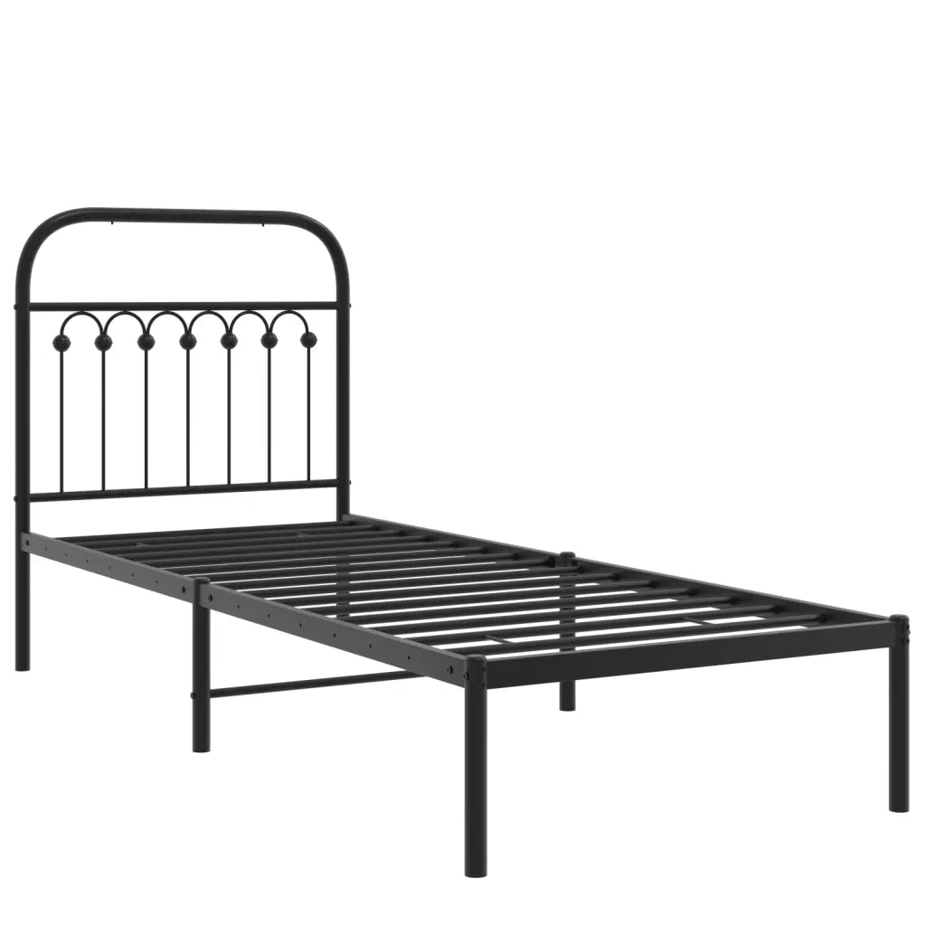 Giroletto con Testiera-Struttura Letto con testiera in Metallo Nero 75x190 cm 719952
