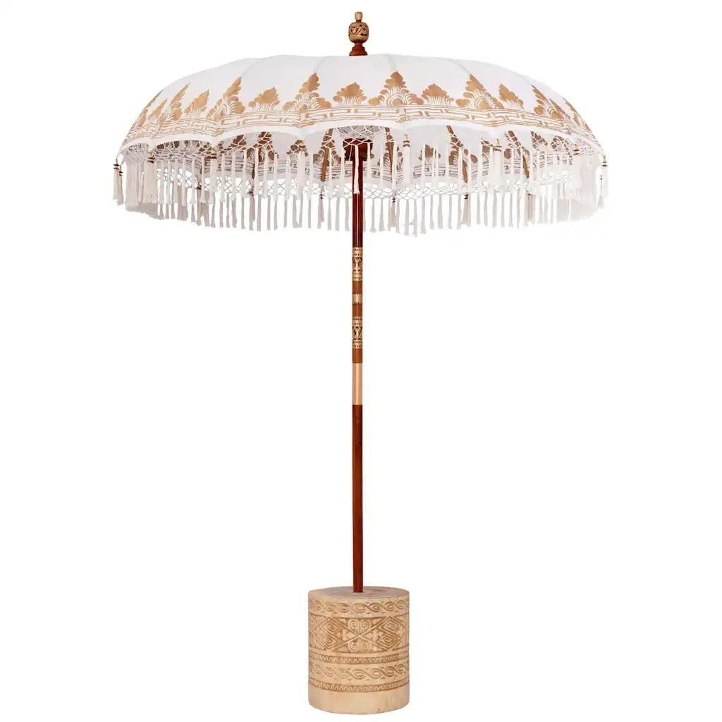 vidaXL Parasol Balinese 260 Crema 180-190 cm Cotone e legno massello