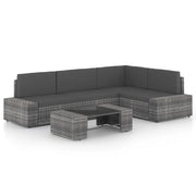 Set Divani da Giardino 5 pz con Cuscini in Polyrattan Grigio cod mxl 36121