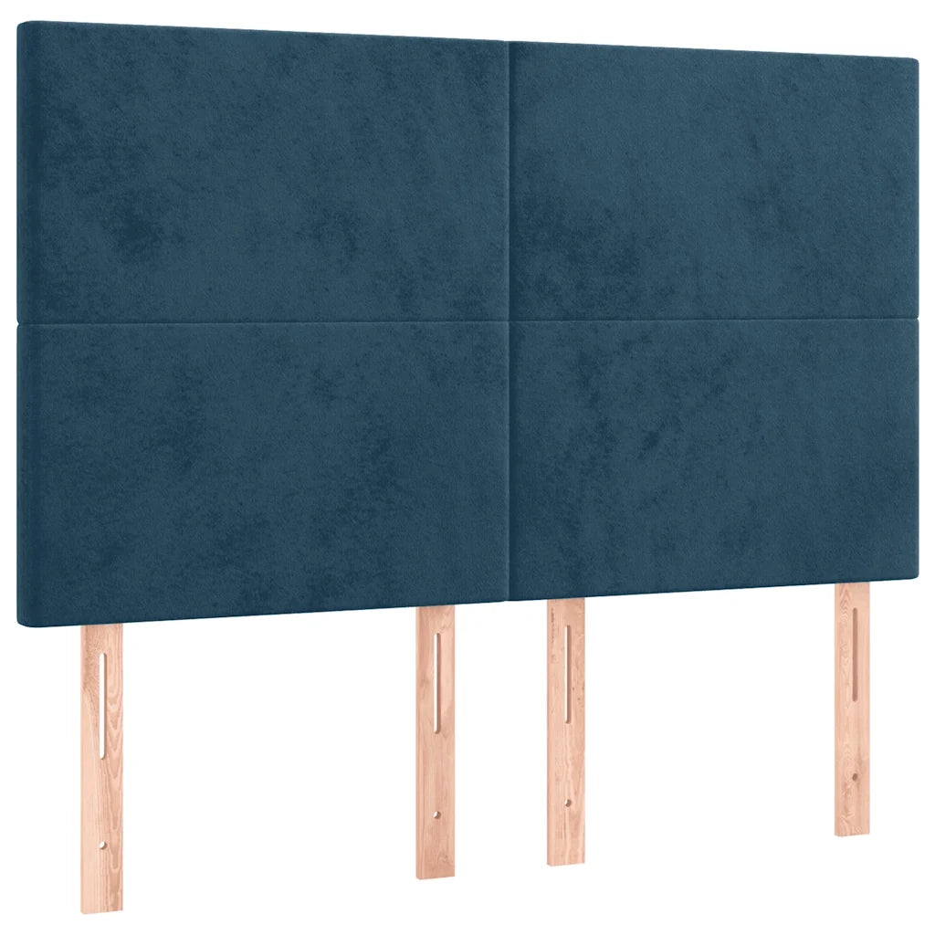 Giroletto a Molle con Materasso Blu Scuro 140x190 cm in Velluto 3132559