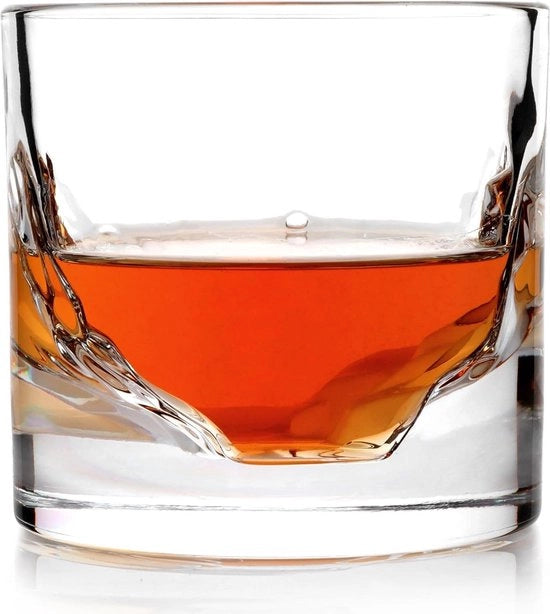 Set di 4 bicchieri da whiskey pesanti - Design lussuoso in cristallo trasparente