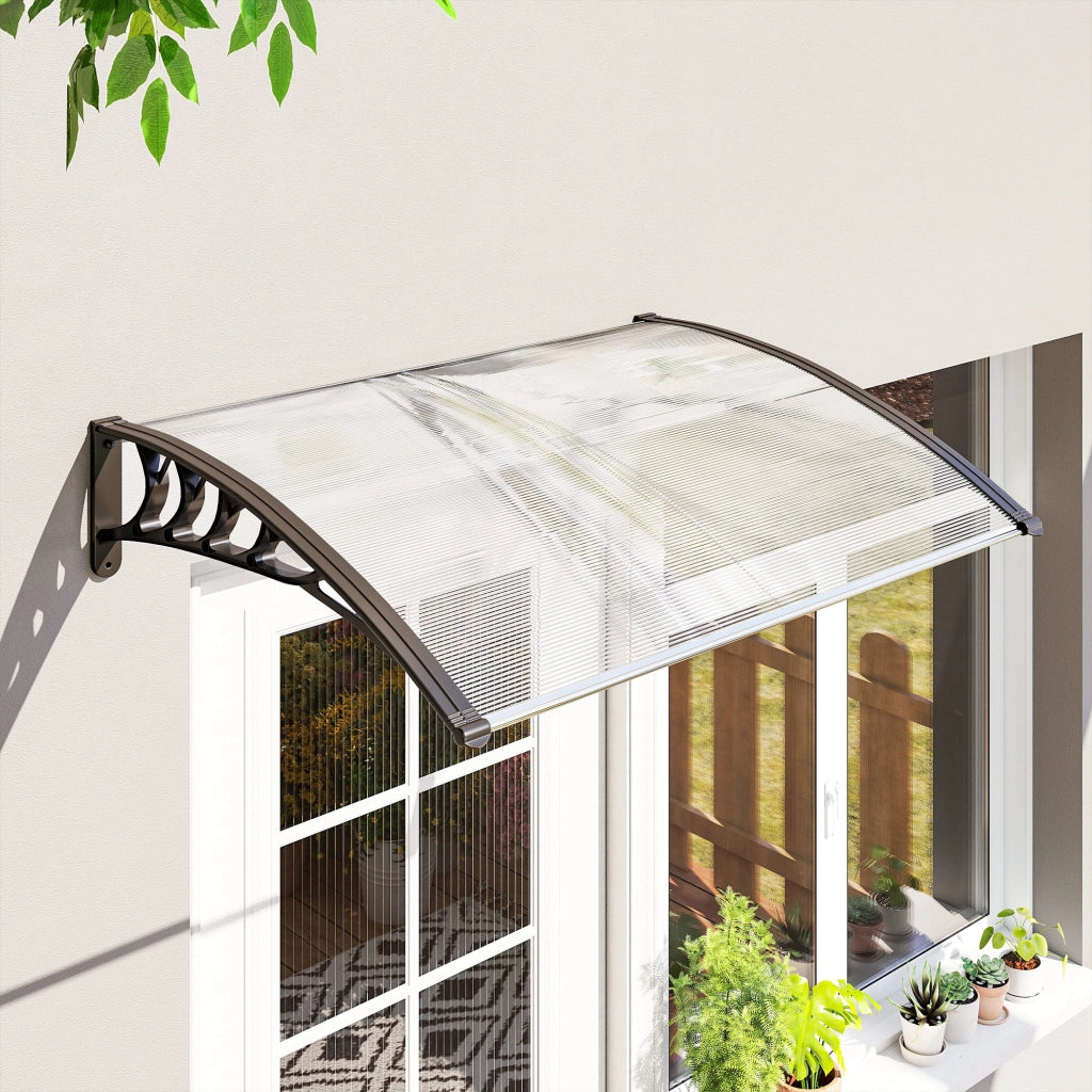 Tettoia per Porte e Finestre ¨C zephmum ¨C Bianco Policarbonato Alluminio 122x89 cm