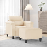 Poltrona con Poggiapiedi Beige 60 cm in Tessuto Microfibra 3201230