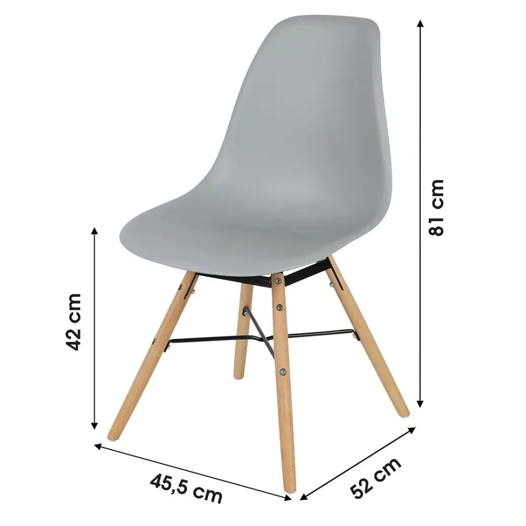 Set di 4 sedie grigio chiaro con struttura in metallo nero e gambe in legno - 45,5x52xH42/81 cm - Collezione JENKINS